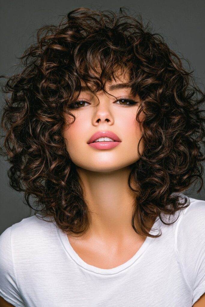 Curly Bangs with Layered Cut