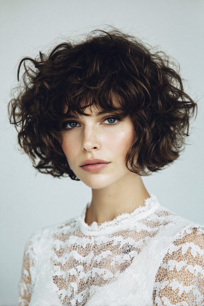 Curly Bob with Bangs