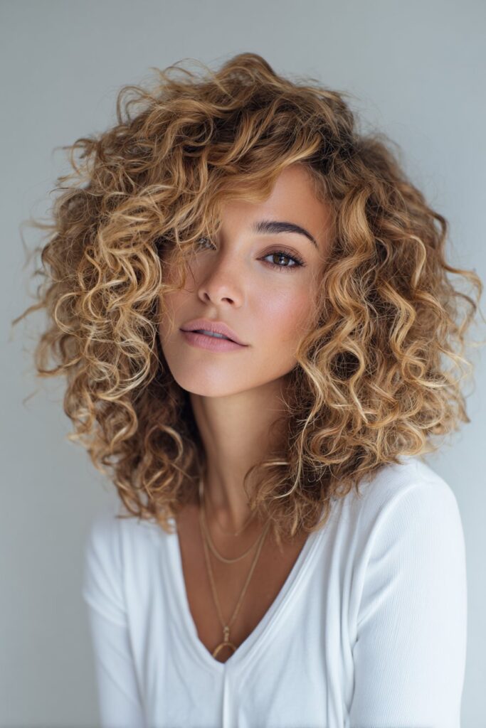 Curly Lob with Highlights
