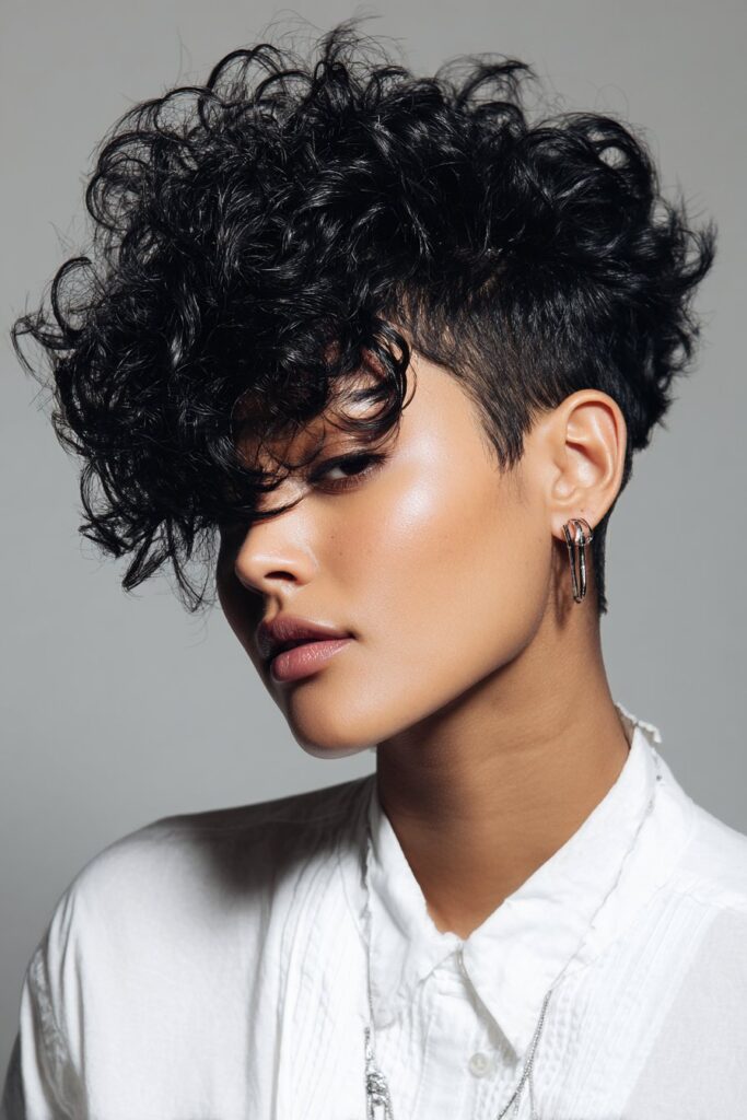 Curly Pixie with Long Top