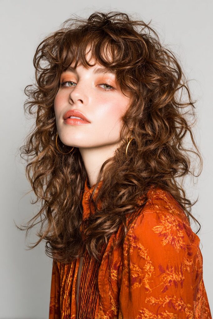 Curly Shag with Curtain Bangs