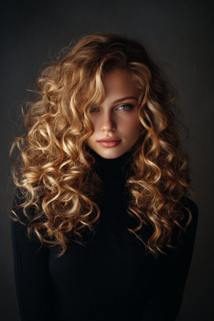 Curly Side Part with Deep Waves