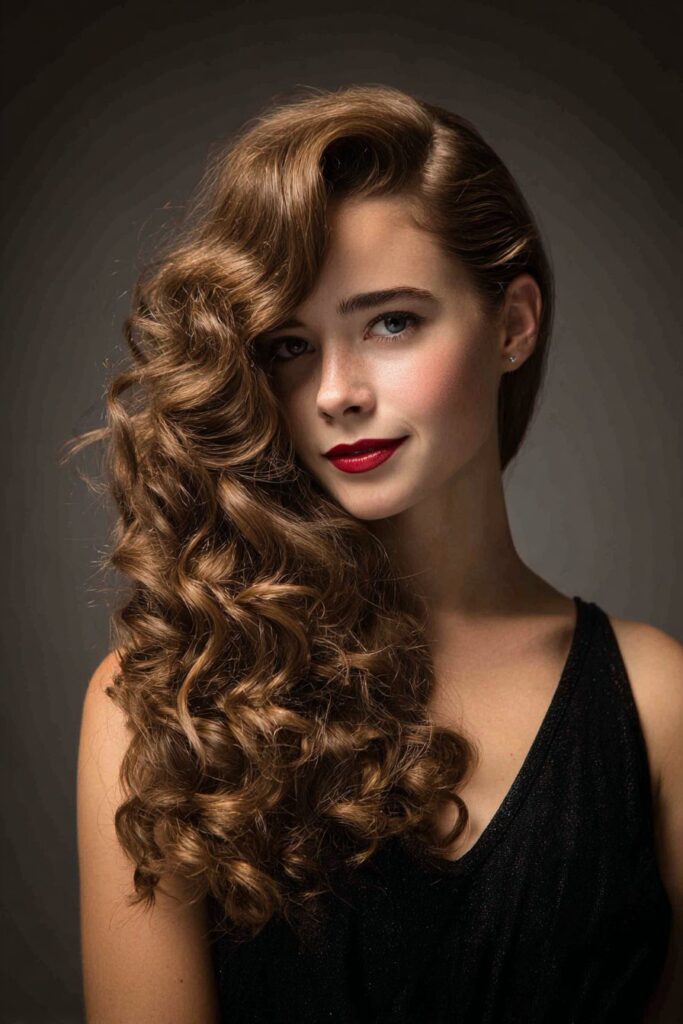 Curly Side-Swept Style