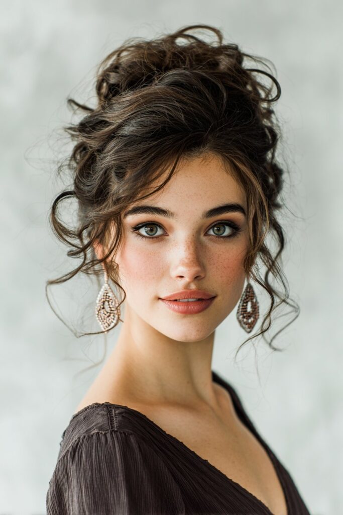 Curly Updo with Tendrils
