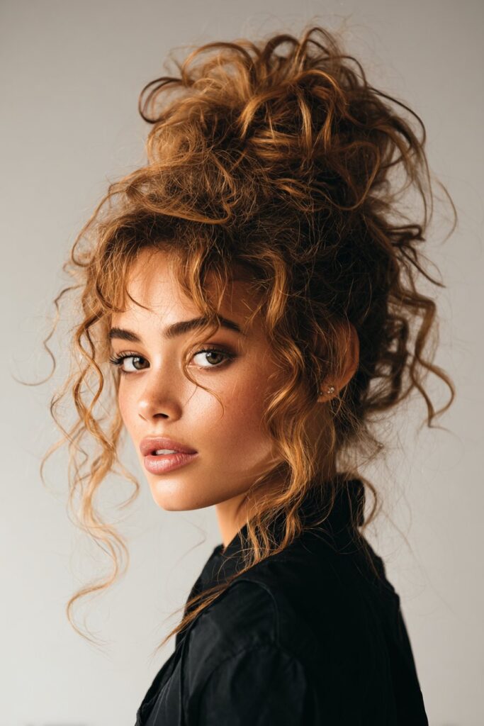 Half-Up Curly Topknot
