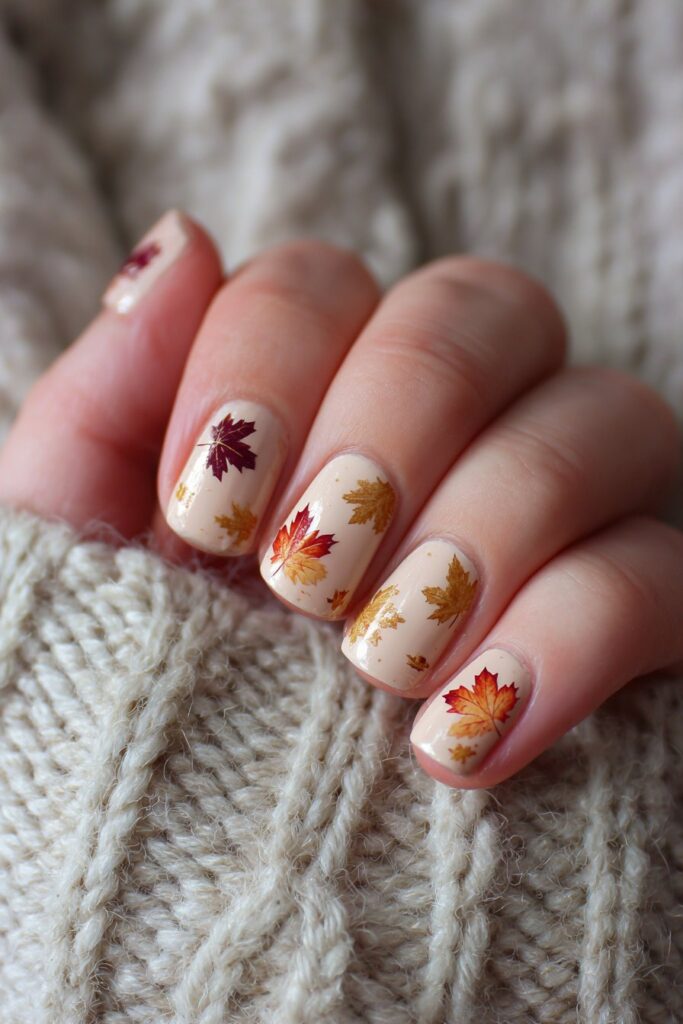 Maple Leaf Accent Nails