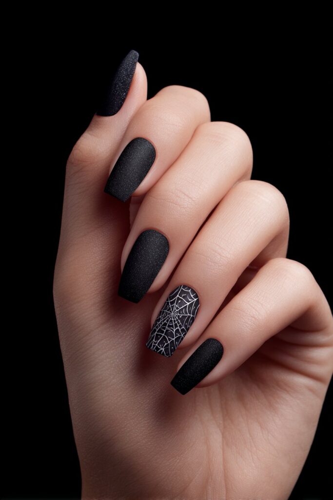Matte Black with Glossy Spiderwebs