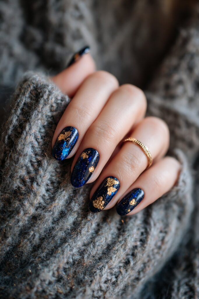 Midnight Blue with Gold Leaf Accents
