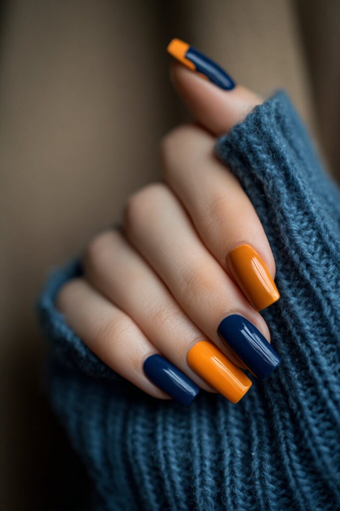 Navy and Burnt Orange Color Block
