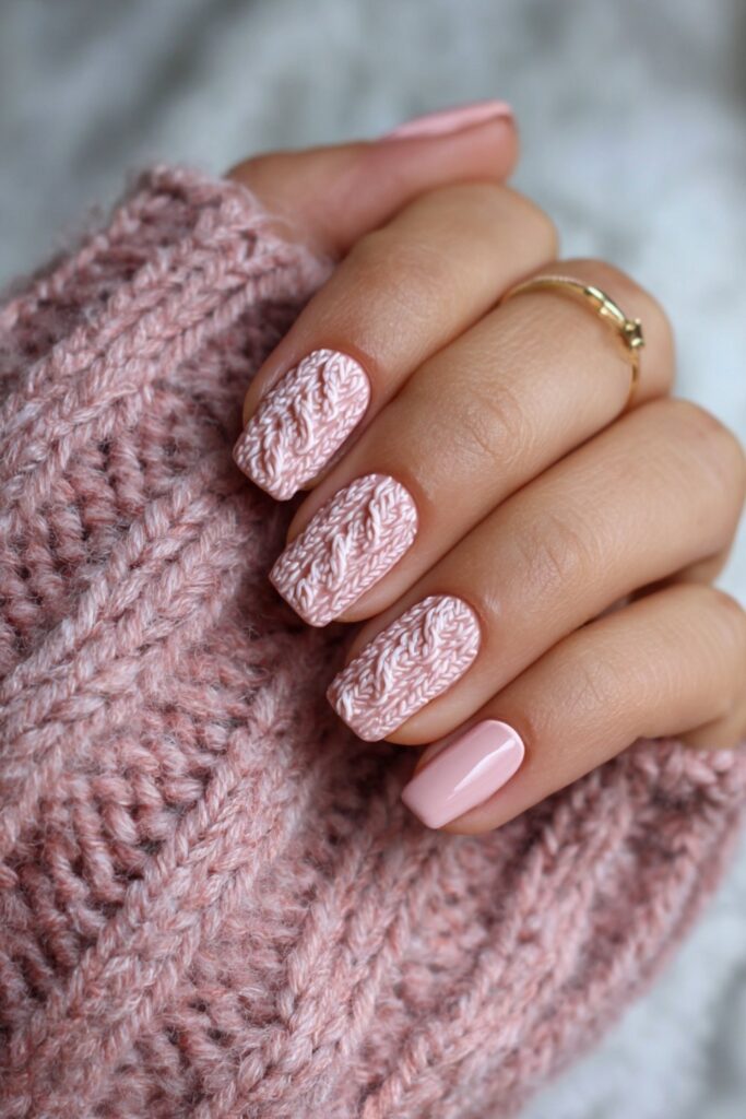 Pink Sweater Nails