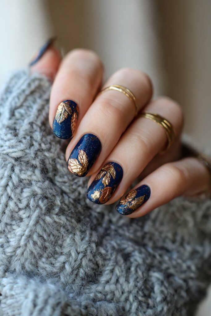 Sapphire Blue with Foil Leaf Details