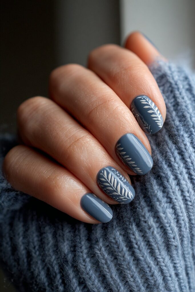 Slate Blue with Negative Space Leaves