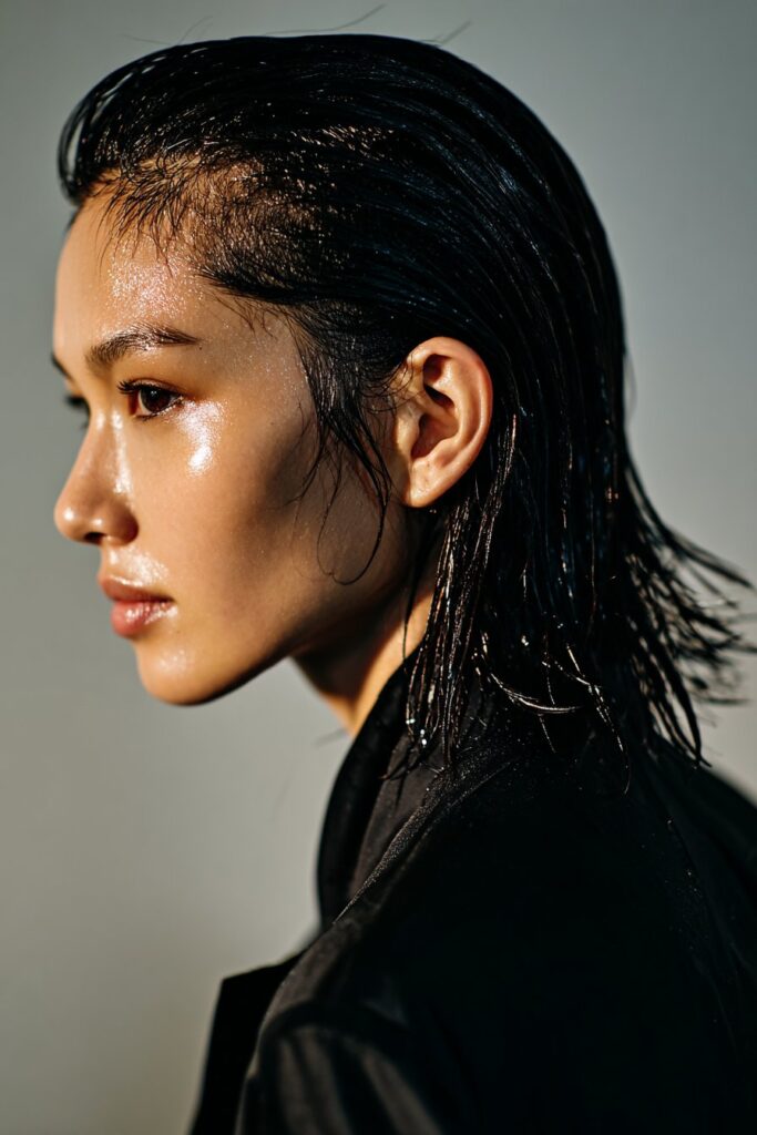 Slicked-Back Wet Look