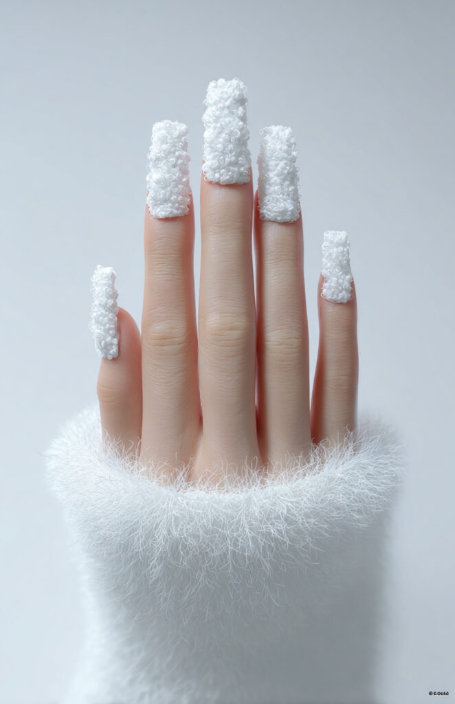 3D White Aura Cloud Nails