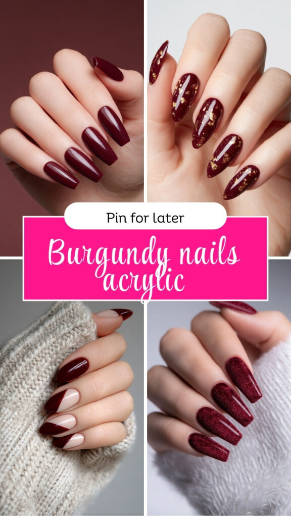 Burgundy nails acrylic