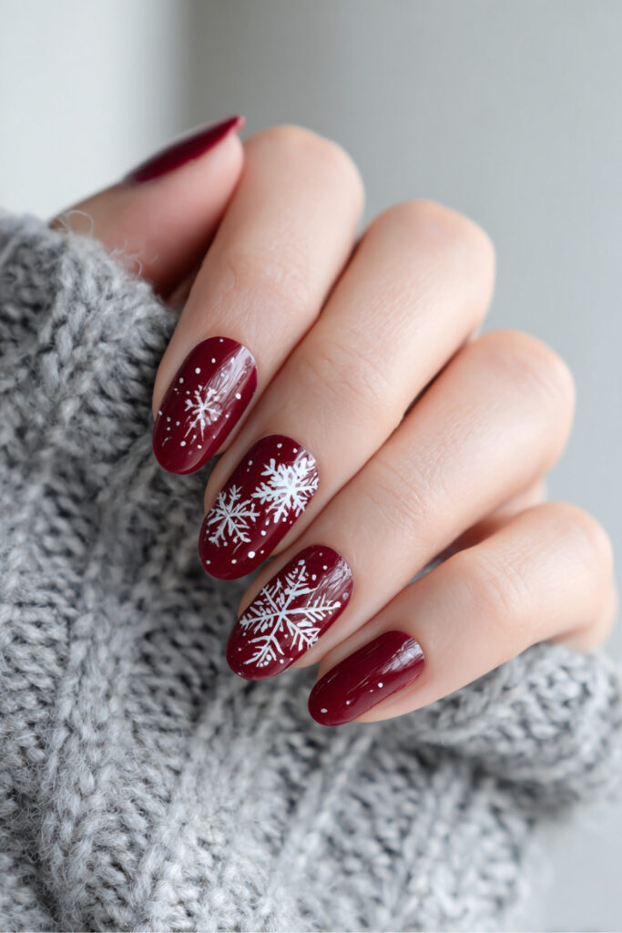 Burgundy with Snowflake Accents