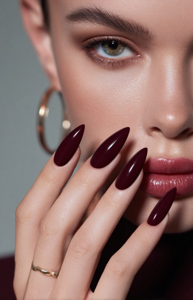 Red burgundy nails