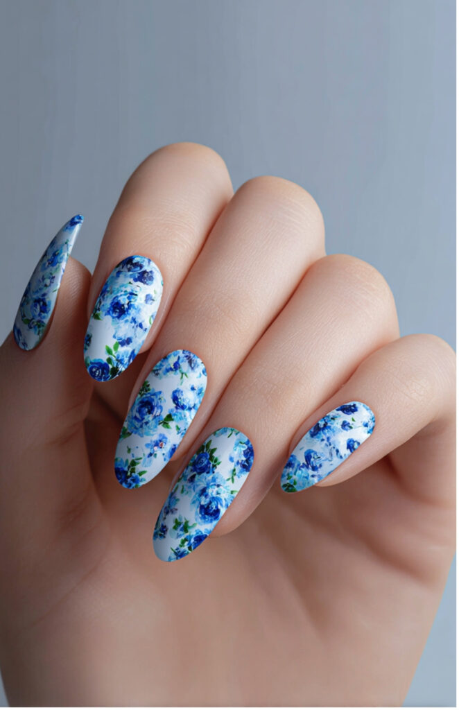 Delicate Blue Floral on White Base