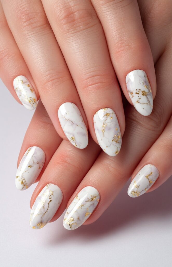 Marble White Base with Gold Foil Flakes