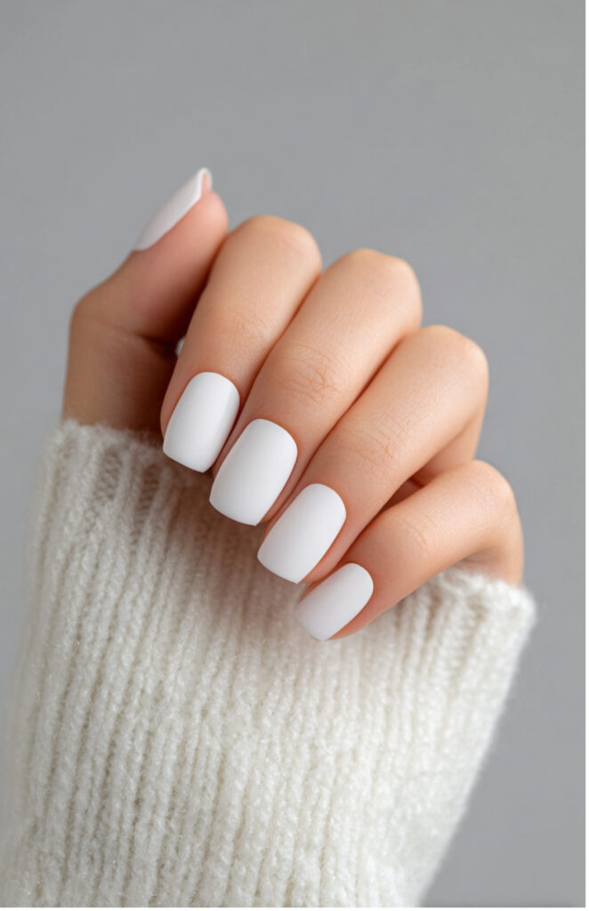 Matte White Acrylic Nails