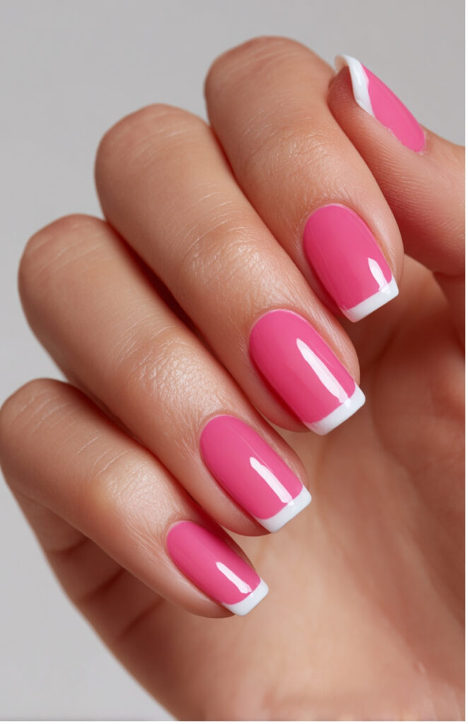 Pink and White Color Block French