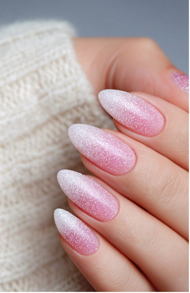 Pink and White Glitter Gradient
