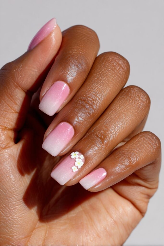 Pink and White Ombre with Accent Nail