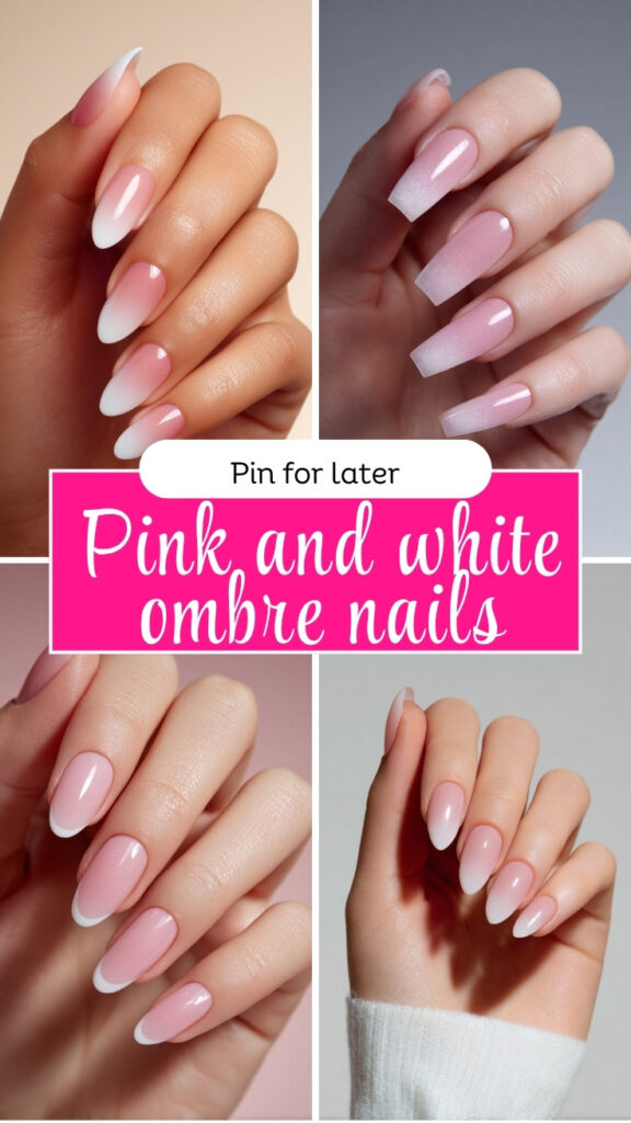 Pink and white ombre nails