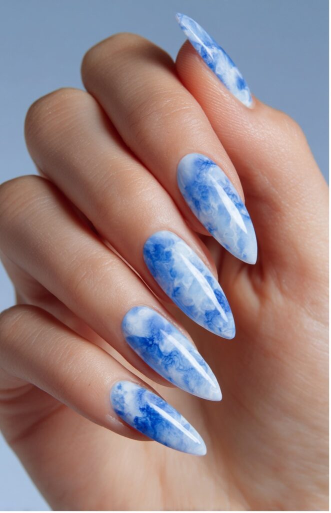 Swirling Blue and White Watercolor