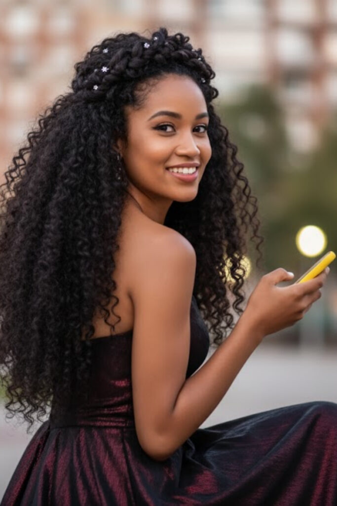 Twisted Crown with Cascading Curls