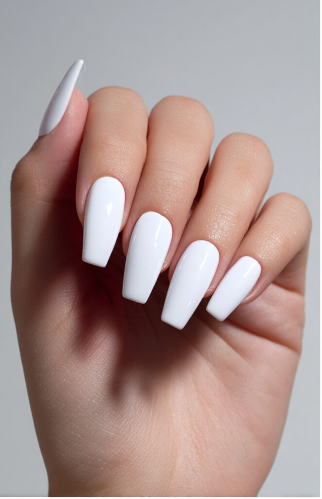 White Acrylic Coffin Nails