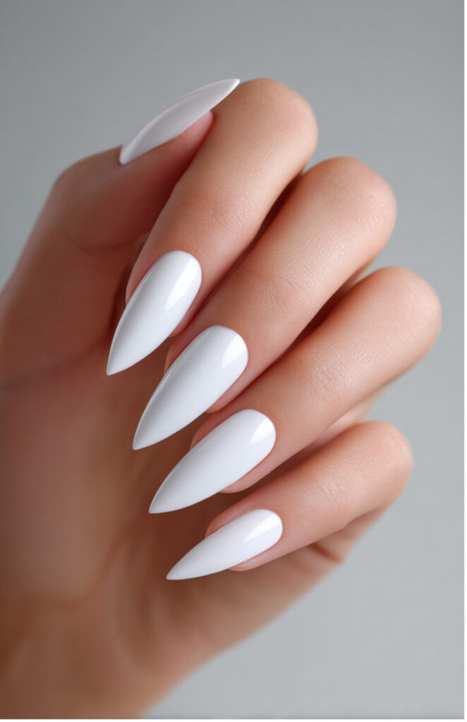 White Acrylic Stiletto Nails