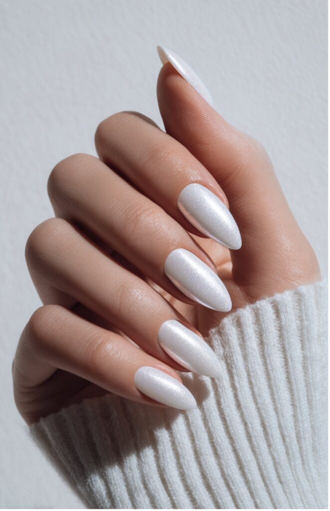 White Chrome Acrylic Nails