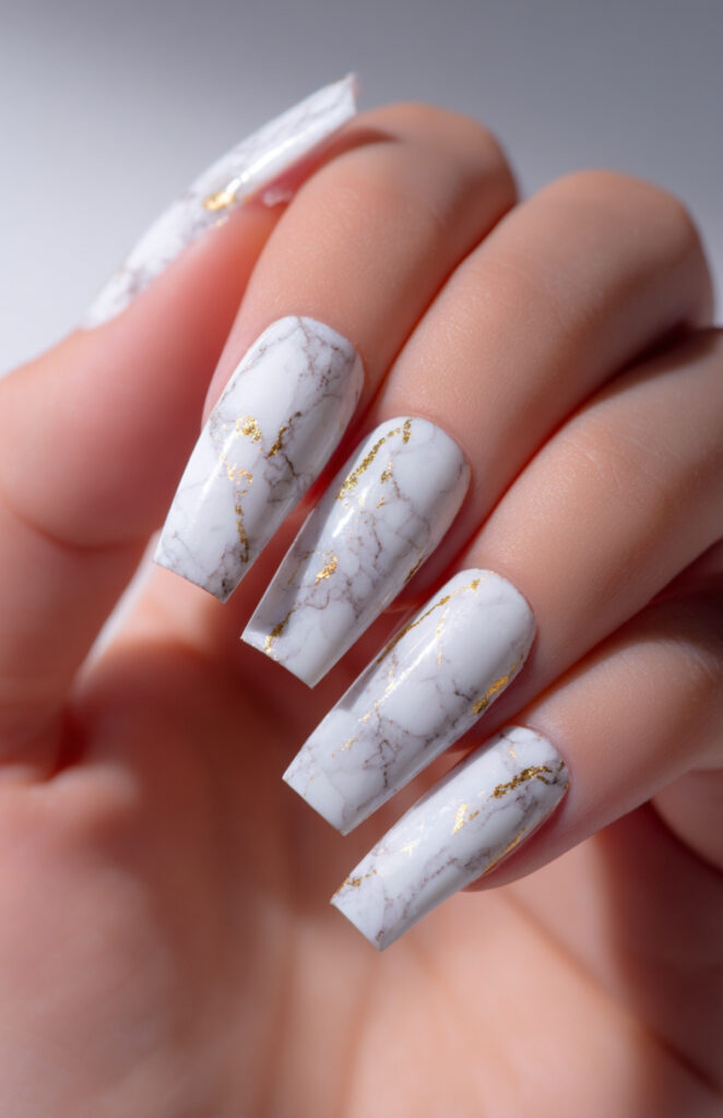 White Marble with Gold Flecks