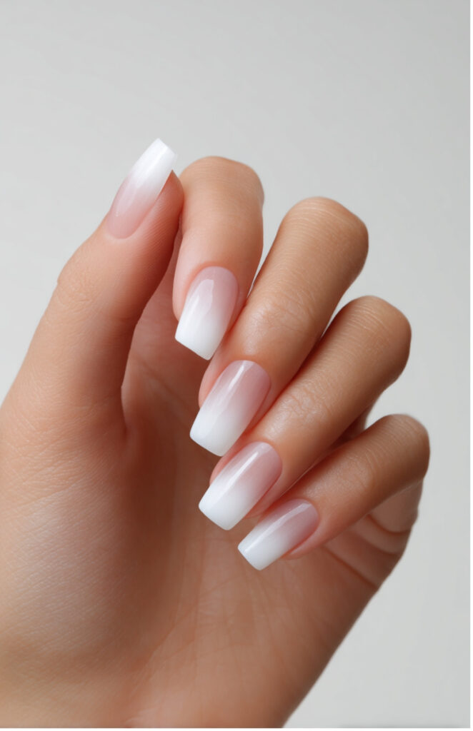 White‑to‑Clear Ombré Acrylics
