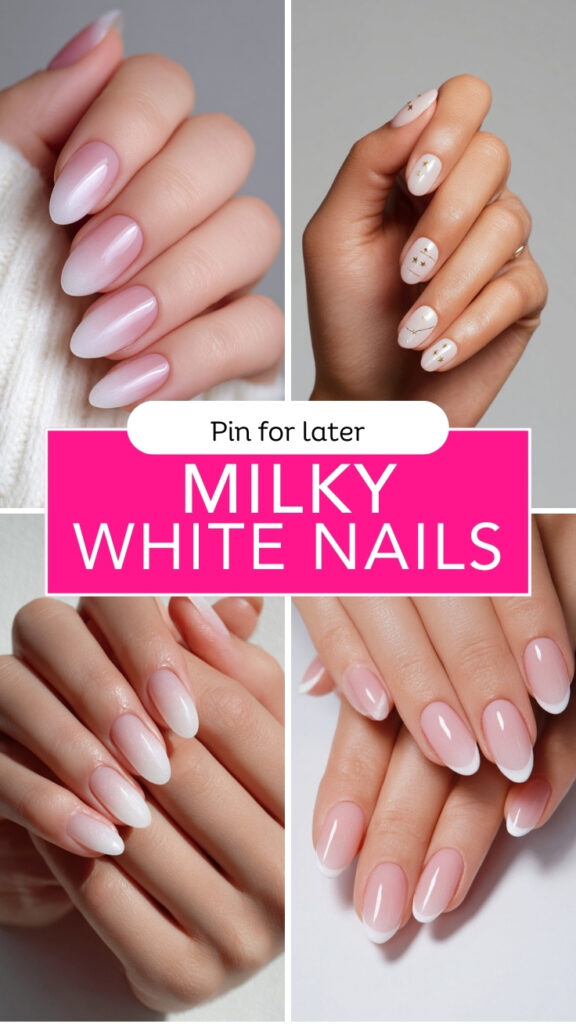 milky white nails