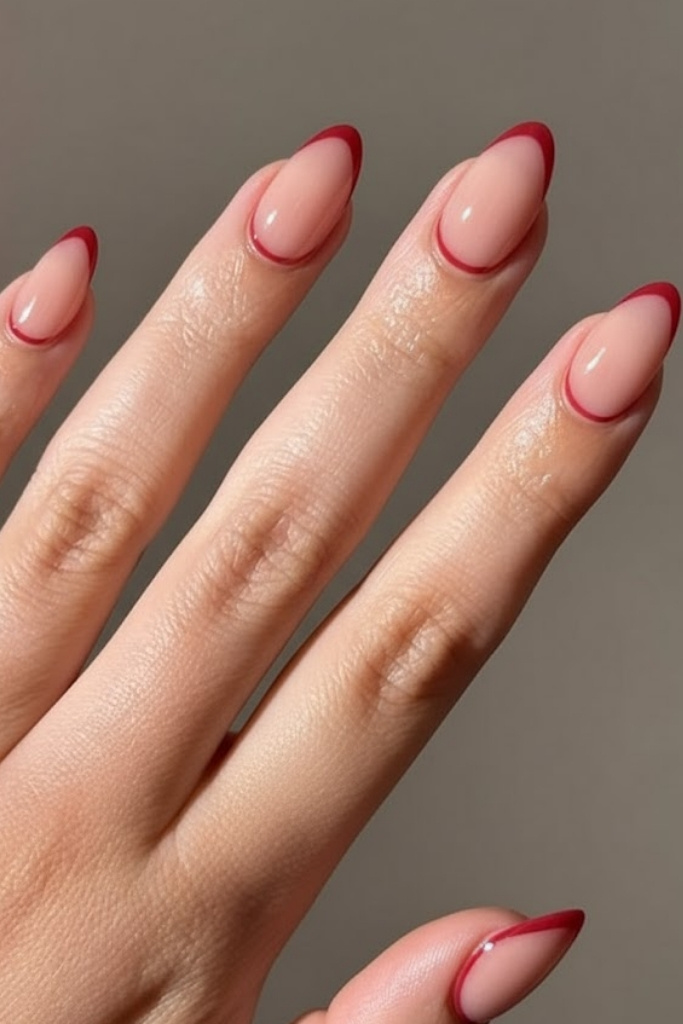 Almond Nails With Soft Cherry Tips