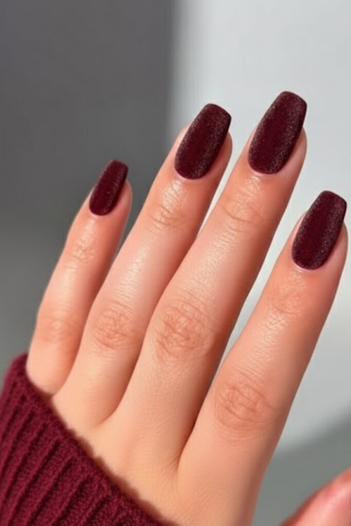 Cherry Wine Velvet Nails