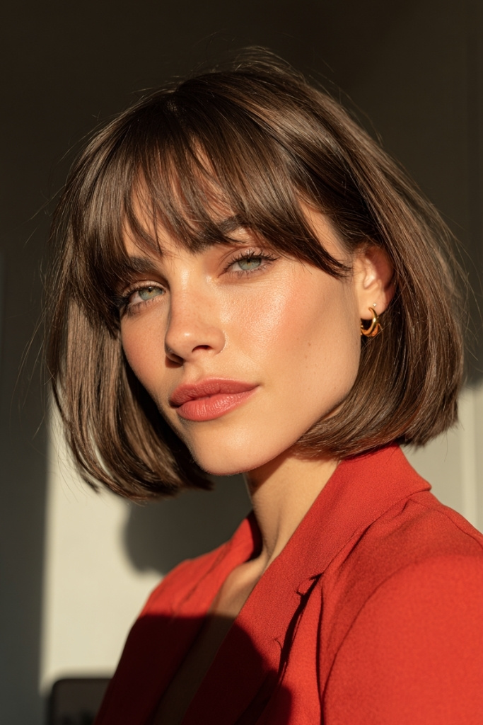 Curtain Bangs with Long Bob (Lob)