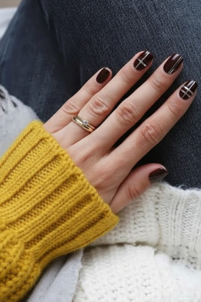 Dark Cherry with Silver Lines