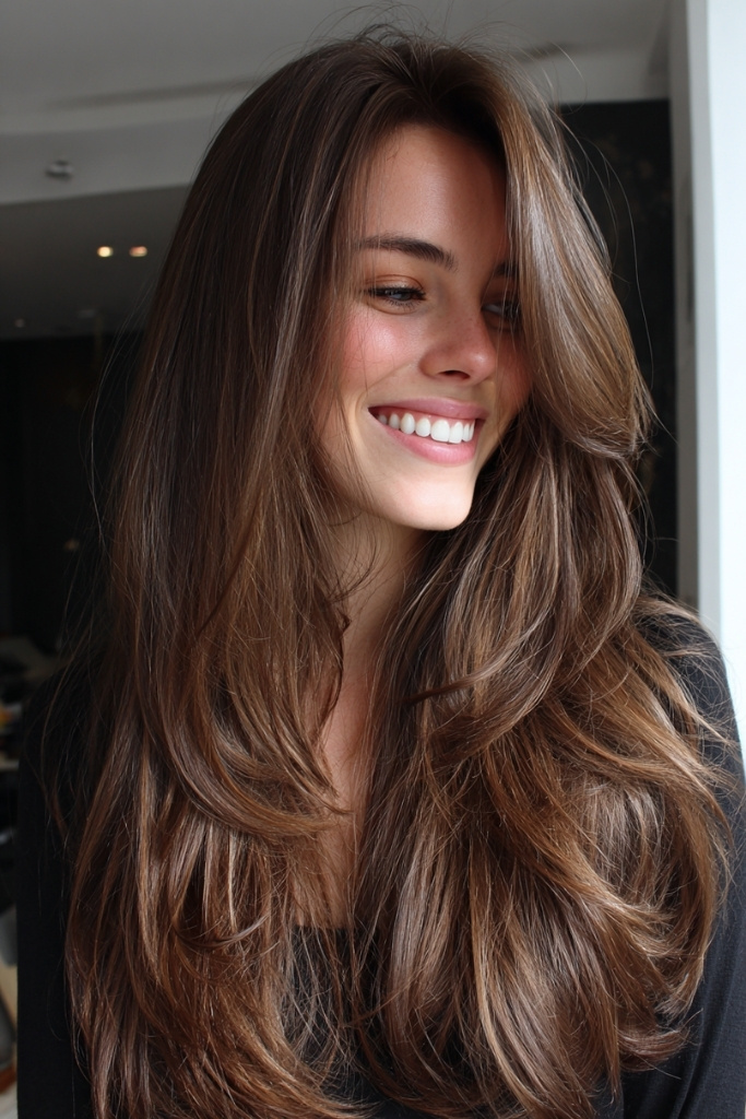 Long Curtain Bangs with Layers