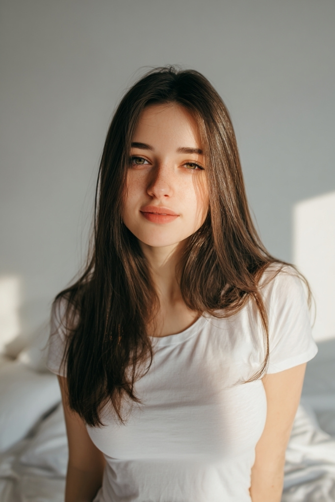 Sleek Straight with Middle Part