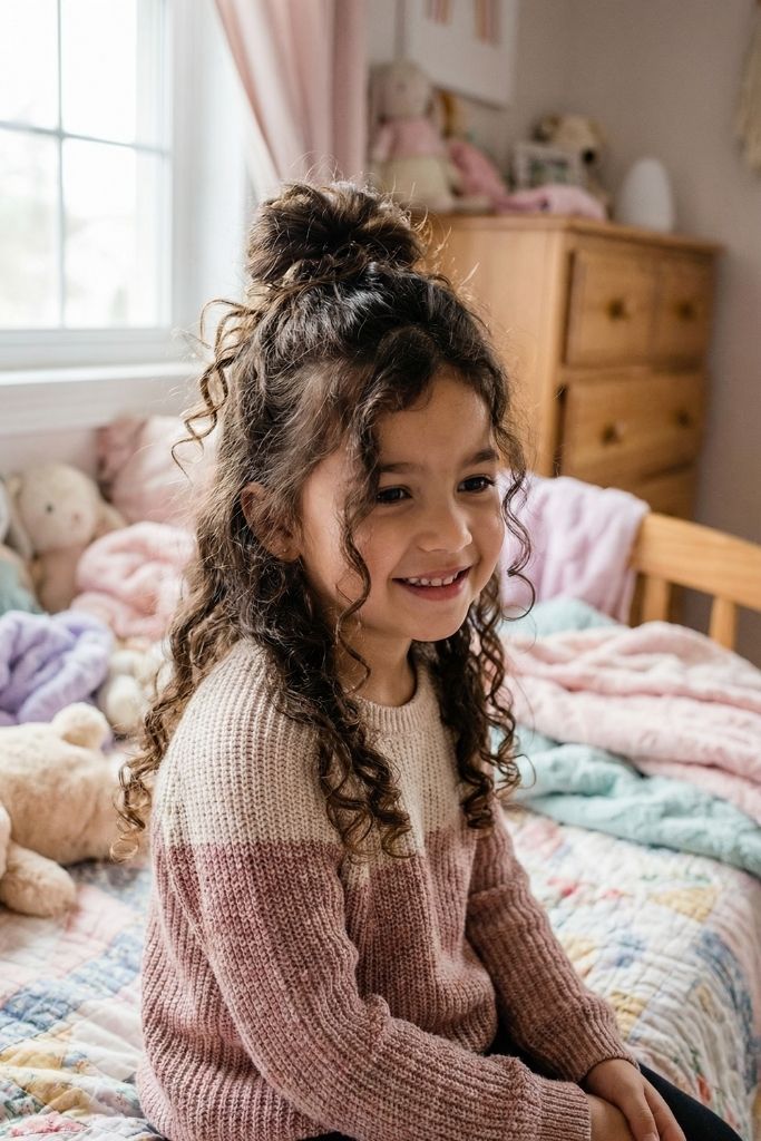 Half-Up Curly Bun