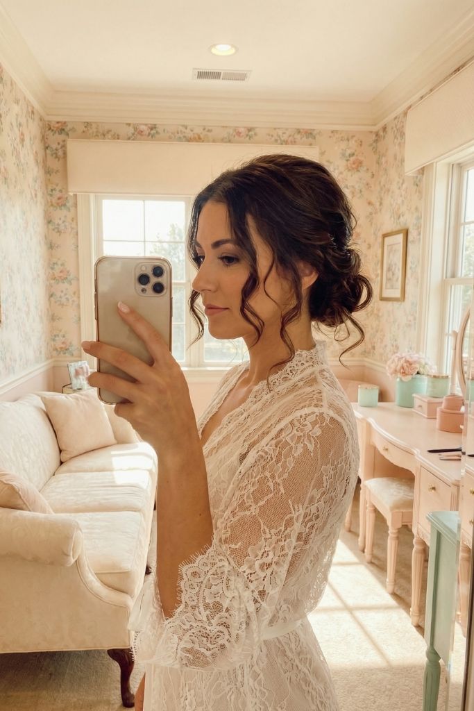 Romantic Low Updo with Curls
