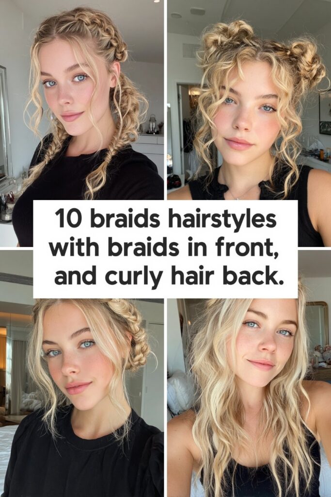 10 braids hairstyles with braids in front and curly hair in back