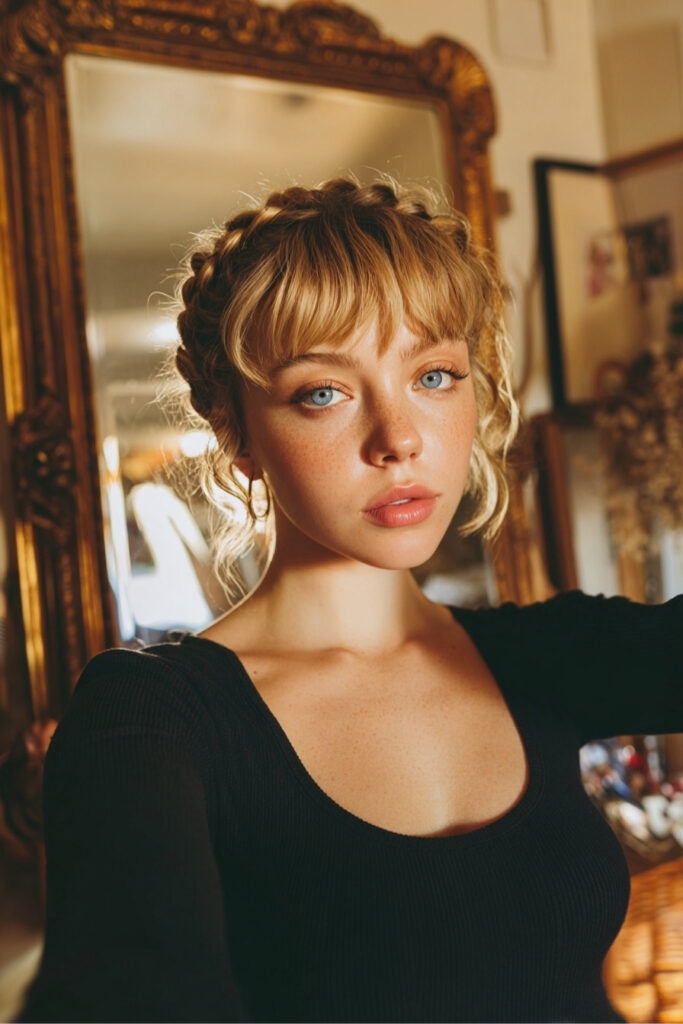 Braided Bangs with Curly Bob