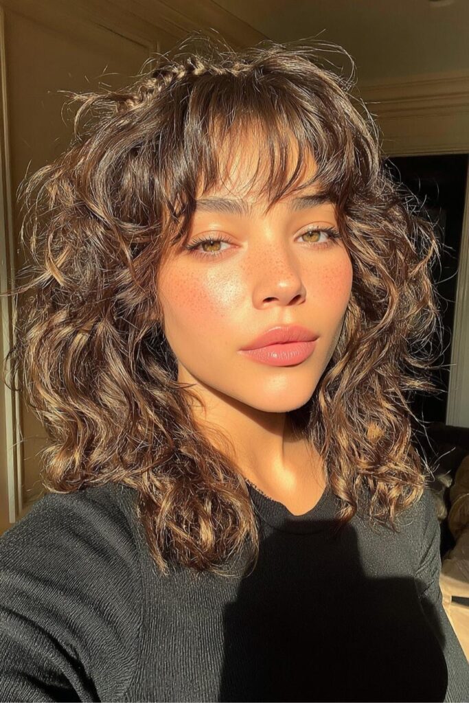 Braided Bangs with Curly Shag