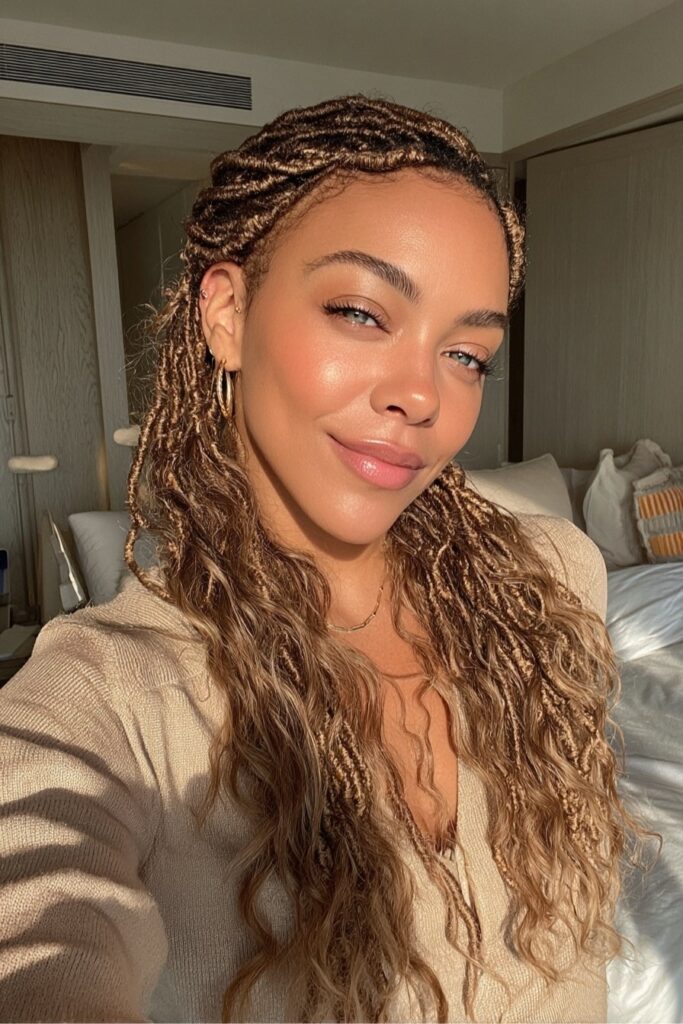 Butterfly Loc Braids with Waterfall Curls