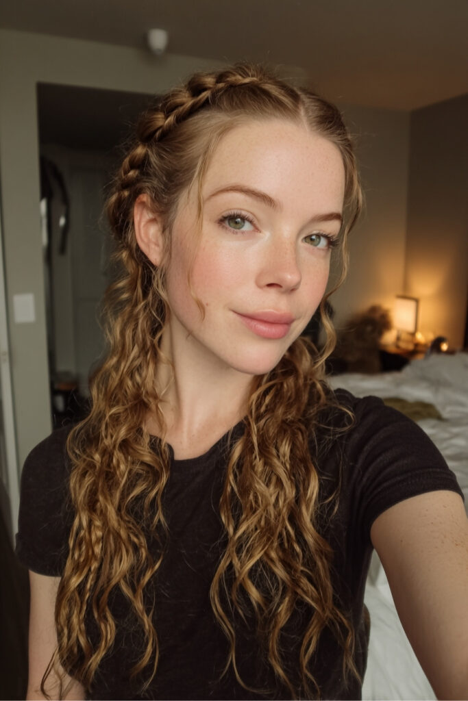 Classic Half-Up Loc Braids with Cascading Curls