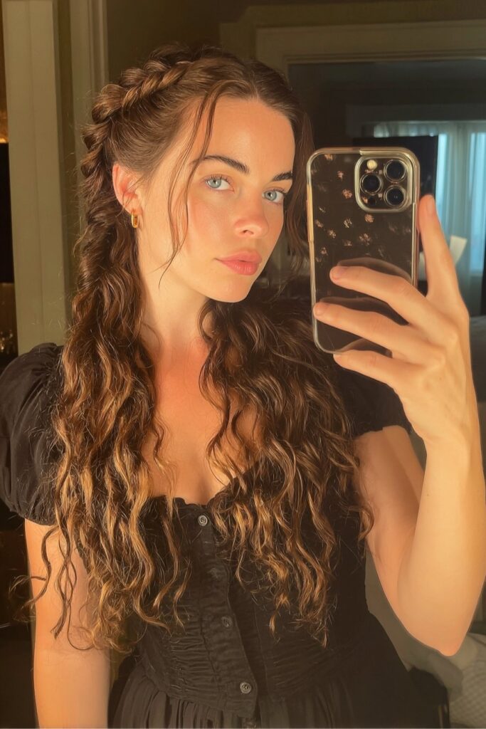 Classic Side Braid with Cascading Curls